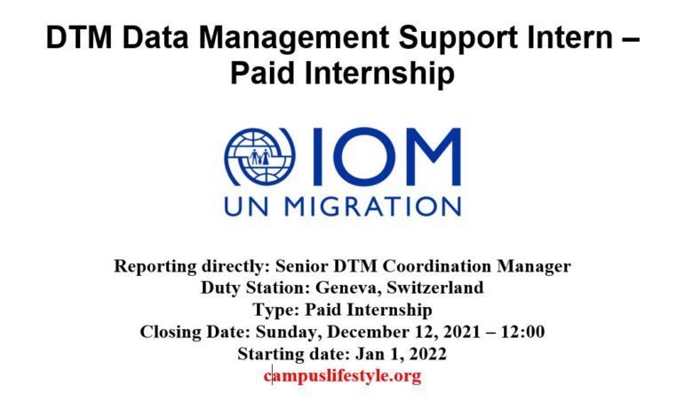 DTM Data Management Support Intern – Paid Internship