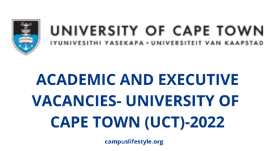 Photo of ACADEMIC AND EXECUTIVE VACANCIES- UNIVERSITY OF CAPE TOWN (UCT)-2022