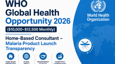 WHO Global Health Opportunity 2026 ($10,000–$12,500 Monthly): Home-Based Consultant – Malaria Product Launch Transparency