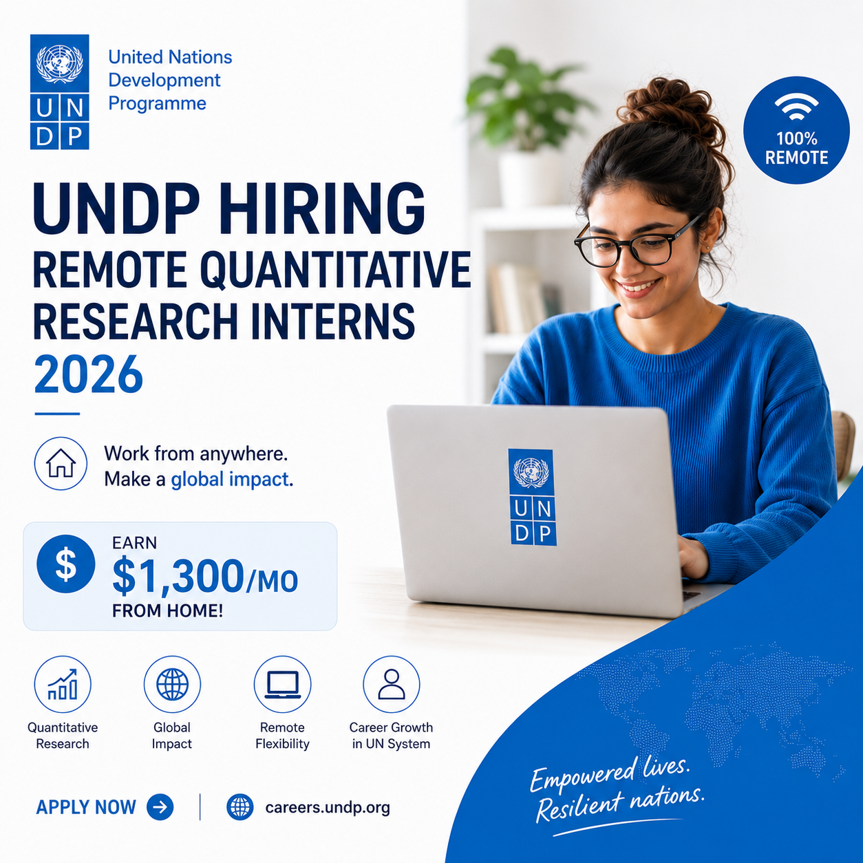 UNDP Remote Quantitative Research Interns 2026 for Young Professionals (Earn $1,300/Month)